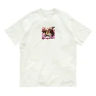 Y m @Y's shopの猫と胡蝶蘭 オーガニックコットンTシャツ