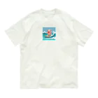 ganeshaのかわいいブタのサーフィンウェーブ Organic Cotton T-Shirt