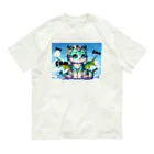 ドラにゃん🐾のグリーンドラニャン  オーガニックコットンTシャツ