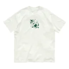 アミュペンの数学的なデザインを持つ緑と白の花 オーガニックコットンTシャツ