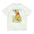 お絵描き屋の麦わら帽子とひまわり Organic Cotton T-Shirt