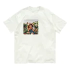 AQUAMETAVERSEの苺狩りで口にほうばんでいる女の子　ラフルール　1859 Organic Cotton T-Shirt