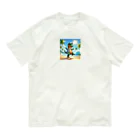 samkorのティラノサウルスのサマーバケーション オーガニックコットンTシャツ