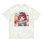 ピクセルパレットの可愛い女の子とぬいぐるみ3 オーガニックコットンTシャツ