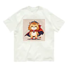 ganeshaのスーパーヒーローのマントを着たかわいいライオン Organic Cotton T-Shirt