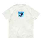 キュート＆クールのハイキック空手家クロネコ君 オーガニックコットンTシャツ