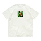 アニマルアートのリスの親子 Organic Cotton T-Shirt