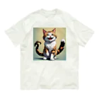 manaco-のふたまた猫ちゃん オーガニックコットンTシャツ