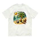 Qten369のサンセットビーチ オーガニックコットンTシャツ