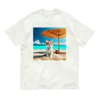 猫と紡ぐ物語の南国の海で一時のバカンスを楽しむ Organic Cotton T-Shirt