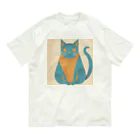 ミリススタイルの微笑みかけるネコ オーガニックコットンTシャツ