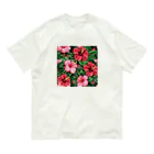 オンラインショップイエローリーフの赤色の花ハイビスカス Organic Cotton T-Shirt