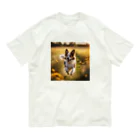 zigerparkのお花畑を駆ける犬 オーガニックコットンTシャツ