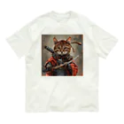 AQUAMETAVERSEの猫サムライ・ミケ　Tomoe bb 2712 オーガニックコットンTシャツ