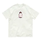 波にのるくまたんショップ62号店81番通りのクッションを持った女の子 Organic Cotton T-Shirt