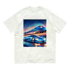 ro kuの青い車と新幹線 Organic Cotton T-Shirt