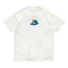 YUKIYANAGIの波乗りネコ オーガニックコットンTシャツ