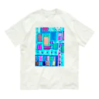 hirakoARTのターコイズスクエア オーガニックコットンTシャツ