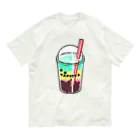 Cɐkeccooのタピオカマニア-レインボー オーガニックコットンTシャツ