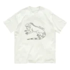 あおきさくらのグリーンイグアナ （線画） Organic Cotton T-Shirt