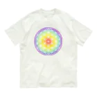  Pastel Design Art 天使のお部屋のパステルフラワーオブライフ（虹） Organic Cotton T-Shirt
