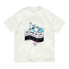 SANKAKU DESIGN STOREのNO SAKE NO LIFE。 レトロな青×赤 オーガニックコットンTシャツ