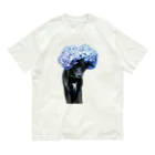 もけけ工房 SUZURI店の紫陽花アフロ オーガニックコットンTシャツ