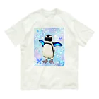 ヤママユ(ヤママユ・ペンギイナ)のケープペンギン「ちょうちょ追っかけてたの」(Blue) Organic Cotton T-Shirt