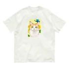 Miaws Shopのタンポポと白茶猫 オーガニックコットンTシャツ