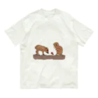 prunelleの小猿と瓜坊ときのこ オーガニックコットンTシャツ