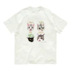 なにぬ猫-YAの＜うちの子＋にくきゅう＊ポートレート＞KHAW & DAOW＆BEA＆LUCKY Organic Cotton T-Shirt