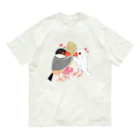 Lily bird（リリーバード）の粟穂をプレゼント 桜&白文鳥 オーガニックコットンTシャツ