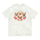 SANKAKU DESIGN STOREのお花の似合う小さい犬たち。 Organic Cotton T-Shirt