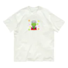 🐸かえるさんと仲間たち🐸のお茶を飲むかえるおばあちゃん オーガニックコットンTシャツ