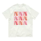 サメ わりとおもいの9匹のサメピンク オーガニックコットンTシャツ