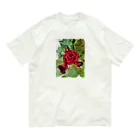 猫のhananyanの薔薇が咲いた～薔薇が咲いた～真っ赤な薔薇が～♩ Organic Cotton T-Shirt