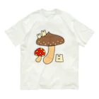 2Dうさぎの2Dうさぎ きのこ オーガニックコットンTシャツ