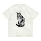 midoriyamadaのこっちを見ているキジトラ猫 オーガニックコットンTシャツ