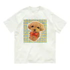 NORIMA'S SHOP のにっこり笑ったトイプードルとチェック柄のパターン Organic Cotton T-Shirt