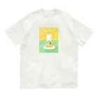 金森 葵のケーキを狙う猫と小さな女の子 オーガニックコットンTシャツ