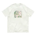 SCHINAKO'Sのエーデルワイスと白いガーベラとうさぎさん Organic Cotton T-Shirt