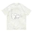 midoriyamadaのよこむき白ねこT オーガニックコットンTシャツ