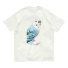 まめるりはことりの振りむきセキセイインコちゃん【まめるりはことり】 オーガニックコットンTシャツ