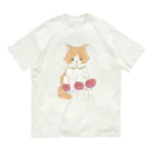 ささくま りさのふわふわネコとウスベニコップタケ オーガニックコットンTシャツ