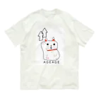 トウメイナココ　toumeinakokoの招き猫右手でアゲアゲ オーガニックコットンTシャツ