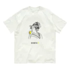 ビールとアート TM-3 Designの名画 × BEER（美人画）黒線画 Organic Cotton T-Shirt