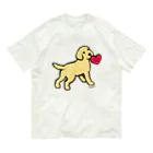 ハッピー・ラブラドールズのイエローラブパピーと赤いハート Organic Cotton T-Shirt