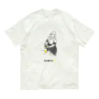 ビールとアート TM-3 Designの名画 × BEER（牛乳を注ぐ女）黒線画 Organic Cotton T-Shirt