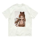 THOUGHT -STORE in Suzuri-の孔雀の羽とブルネット オーガニックコットンTシャツ