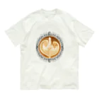 Prism coffee beanの【Lady's sweet coffee】ラテアート エレガンスリーフ Organic Cotton T-Shirt